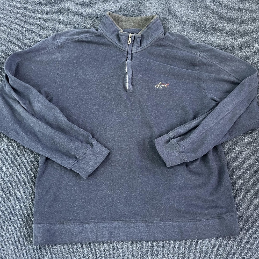 Vineyard Vines Sweater Mens‎ XL Blue Quarter Zip Pullover Whale Logo Casual